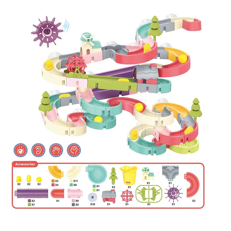 Baby Bath Toys DIY Assembled Slide Tracks Pipeline Ducks Bathroom Bathtub Play Rainbow Shower Tracks Water Educational Toys Gift