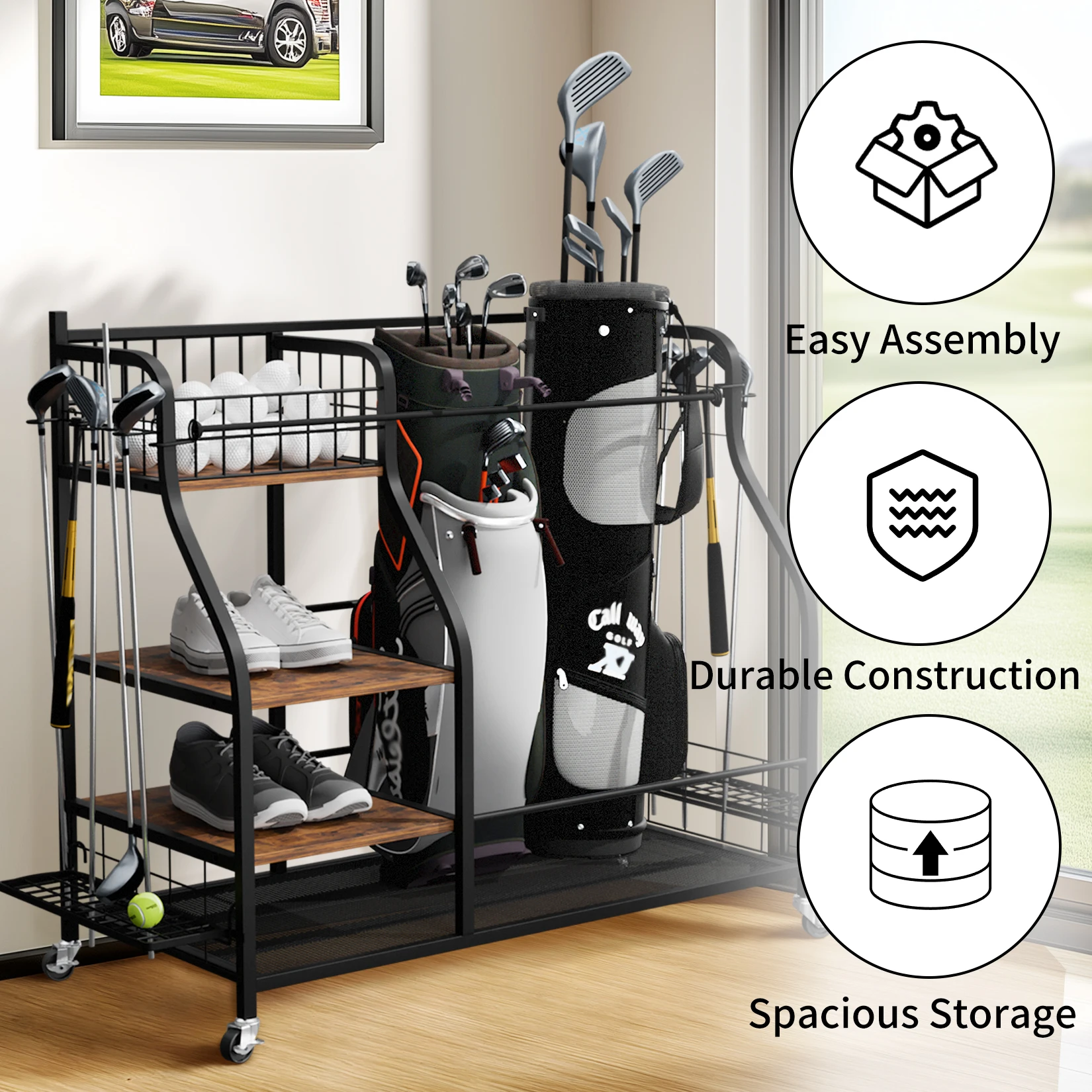 رف تخزين متعدد الوظائف لحقائب  - مراجعة Sports Equipment Bag With Wheels وسعره