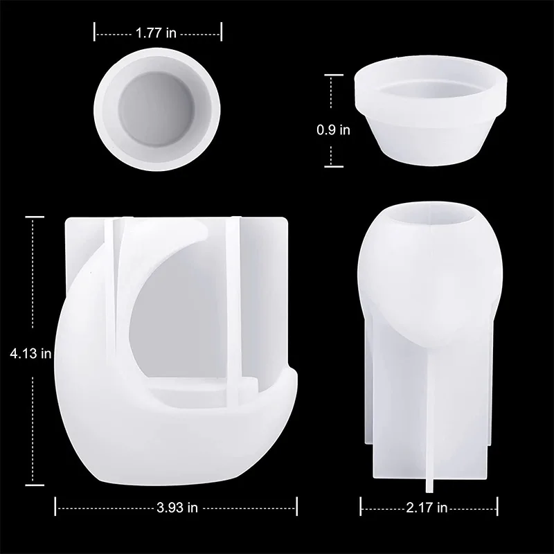 DIY Moon Plaster Candle Holder Silicone Mold 3D Half-moon Candle Tray Candlestick UV Epoxy Resin Molds Home Decor Table Ornament