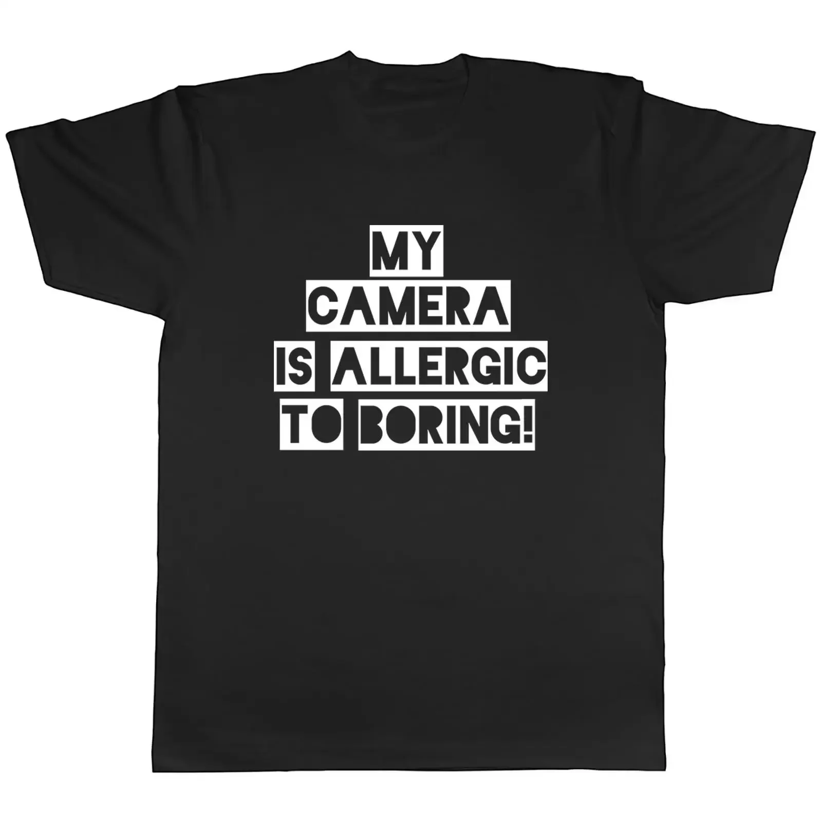 My camera is allergic to boredom Photography Men's T Shirt Top vintage Washed Versatile Top For Everyday Wear Soft Stretched