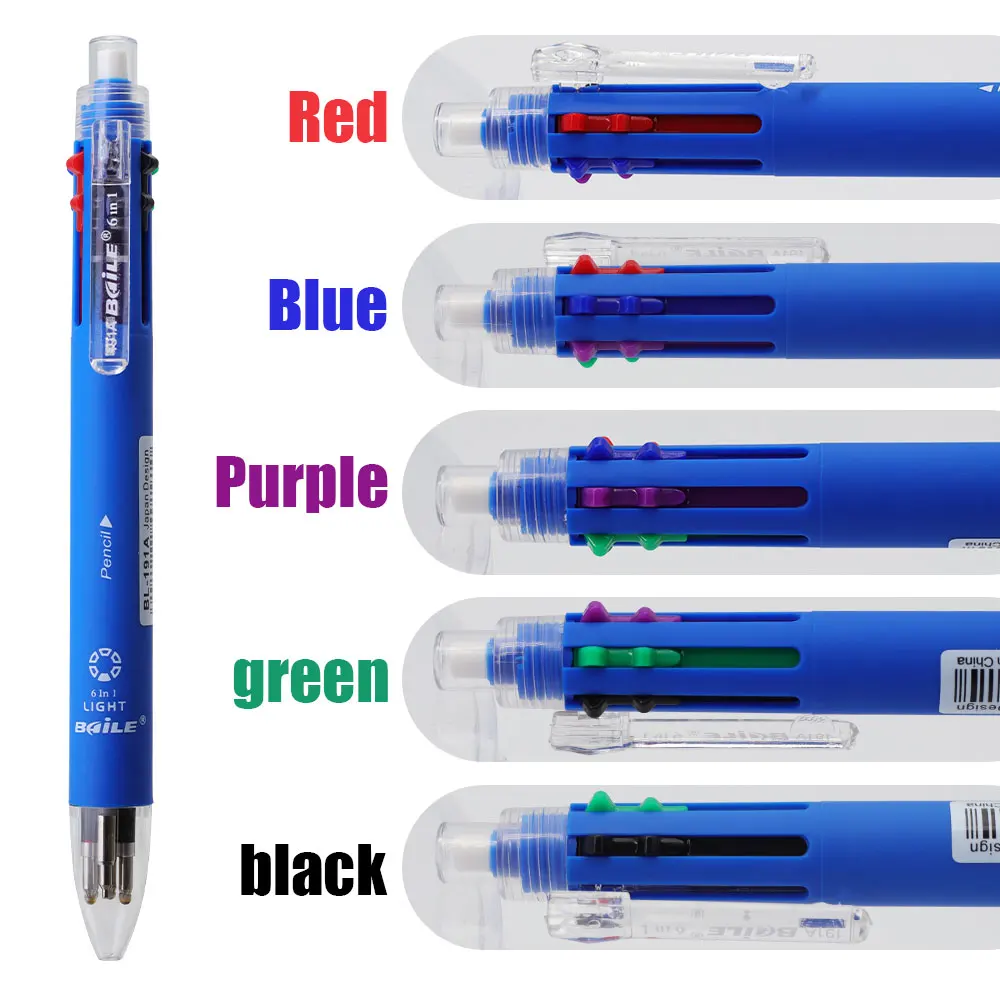 6-in-1-Multifunktions-Kugelschreiber-Set mit 5 Farben, 1 automatischer Bleistift mit Radiergummi für Schule, Büro, Schreibbedarf, Schreibwaren – Detail 10