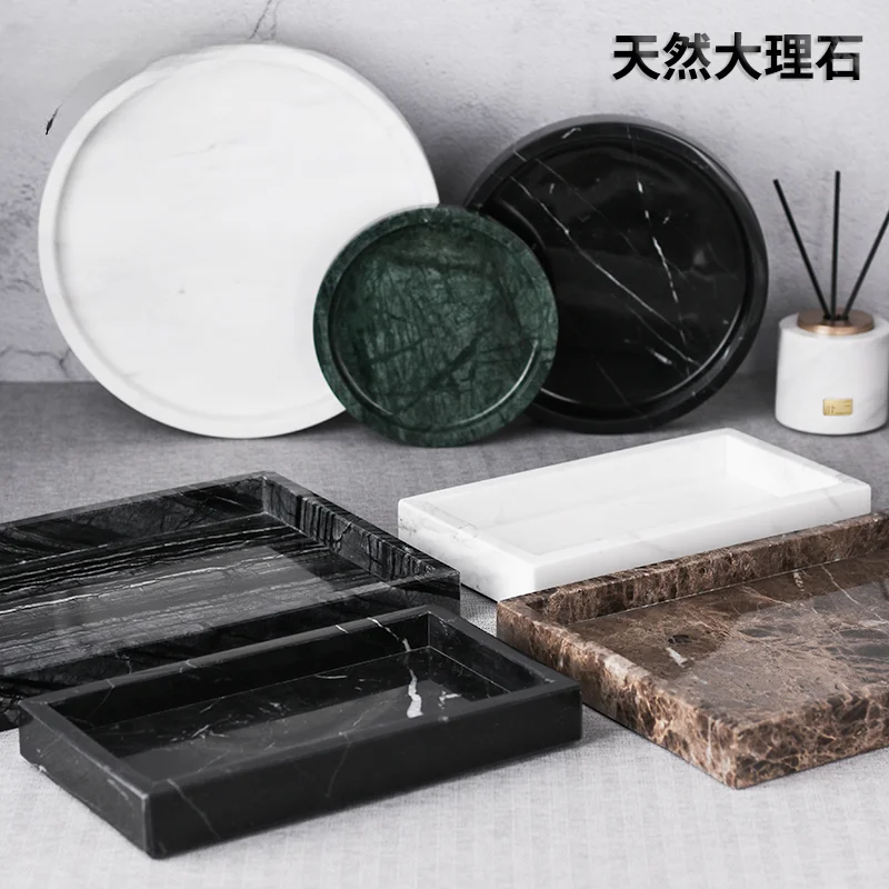 Marble tray decoration, hotel specific toiletries, storage tray set