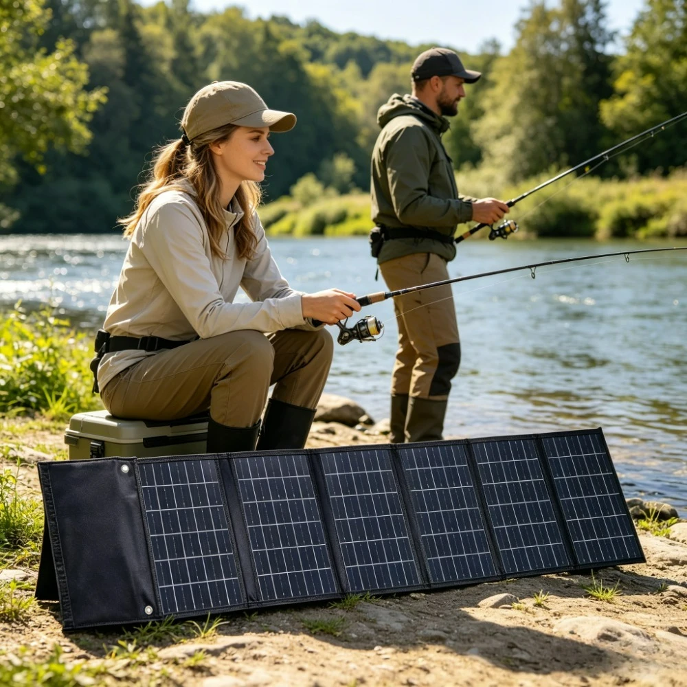 Foldable Lightweight 50W 90W Waterproof Solar Panel Portable Dual USB DC Fast Output For Outdoor Camping Cycling Hiking Drone
