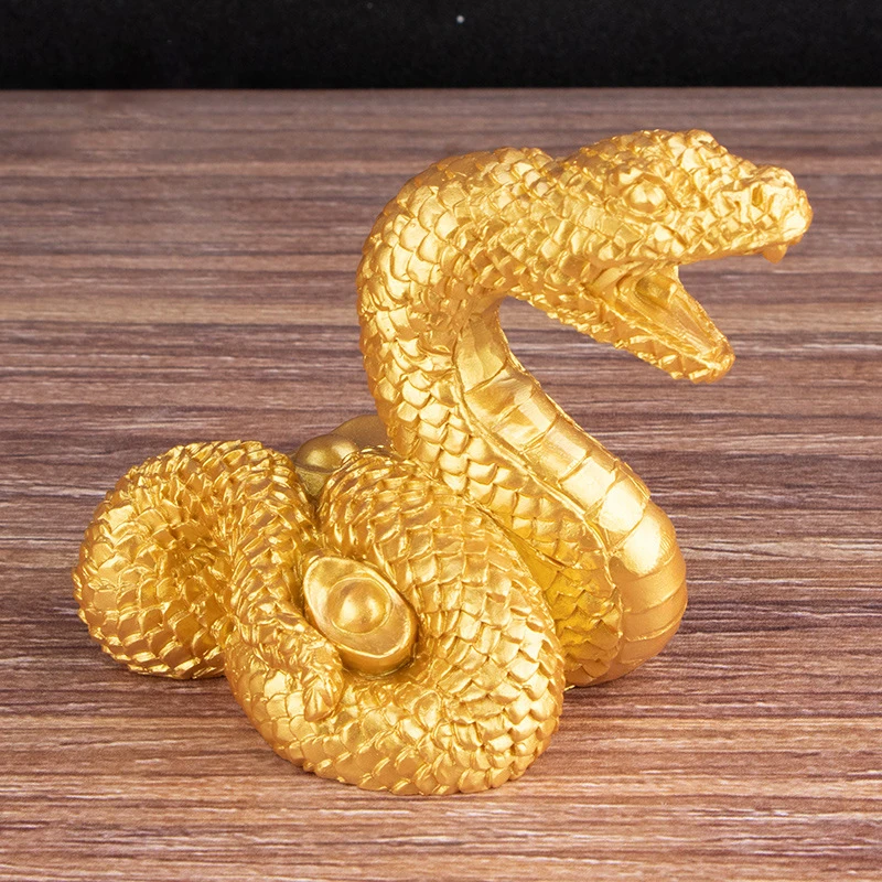 2025 Year Of The Snake Figurine Simulation Snakes Ornaments Animal Resin Statue Chinese Style Tabletop Lucky