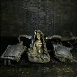 Tibetan Medicine BUDDHA Amulet Necklace Small Pocket Buddha with Cow Leather Rope TNL391