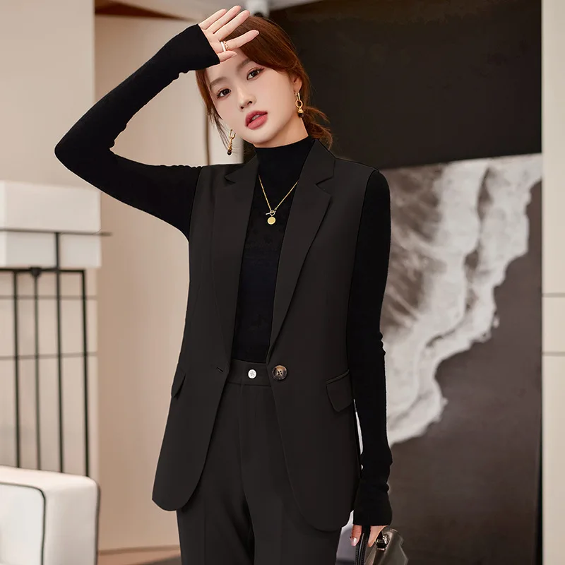 High-End Khaki Suit Vest Suit Women's Autumn New Business Suit Graceful and Fashionable High-End Business Two-Piece Suit