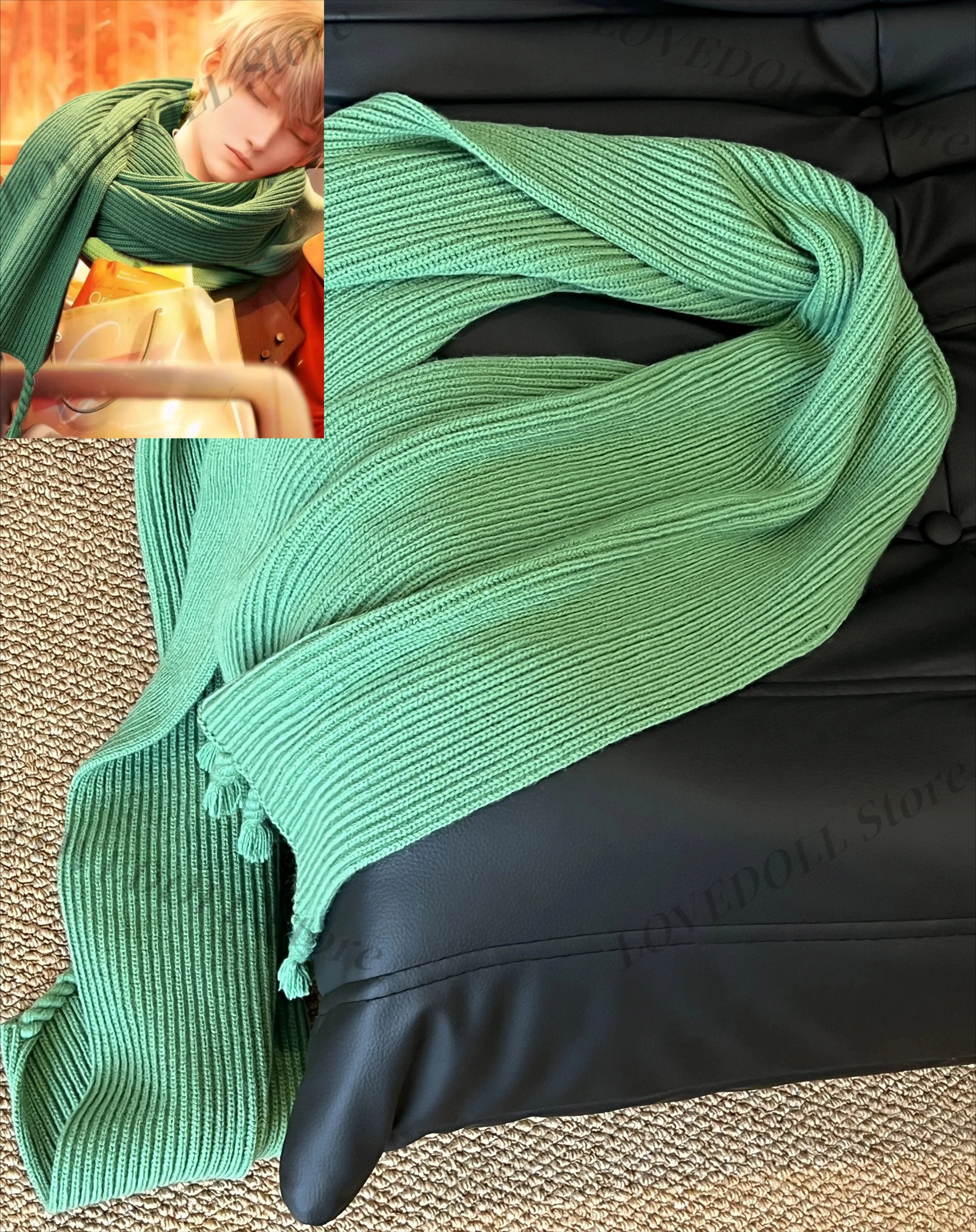 Anime Love and deepspace Xavier Cosplay green tassel Knitted Scarves Cartoon Neckerchief Neck Scarf Muffler costume Adorn Gift