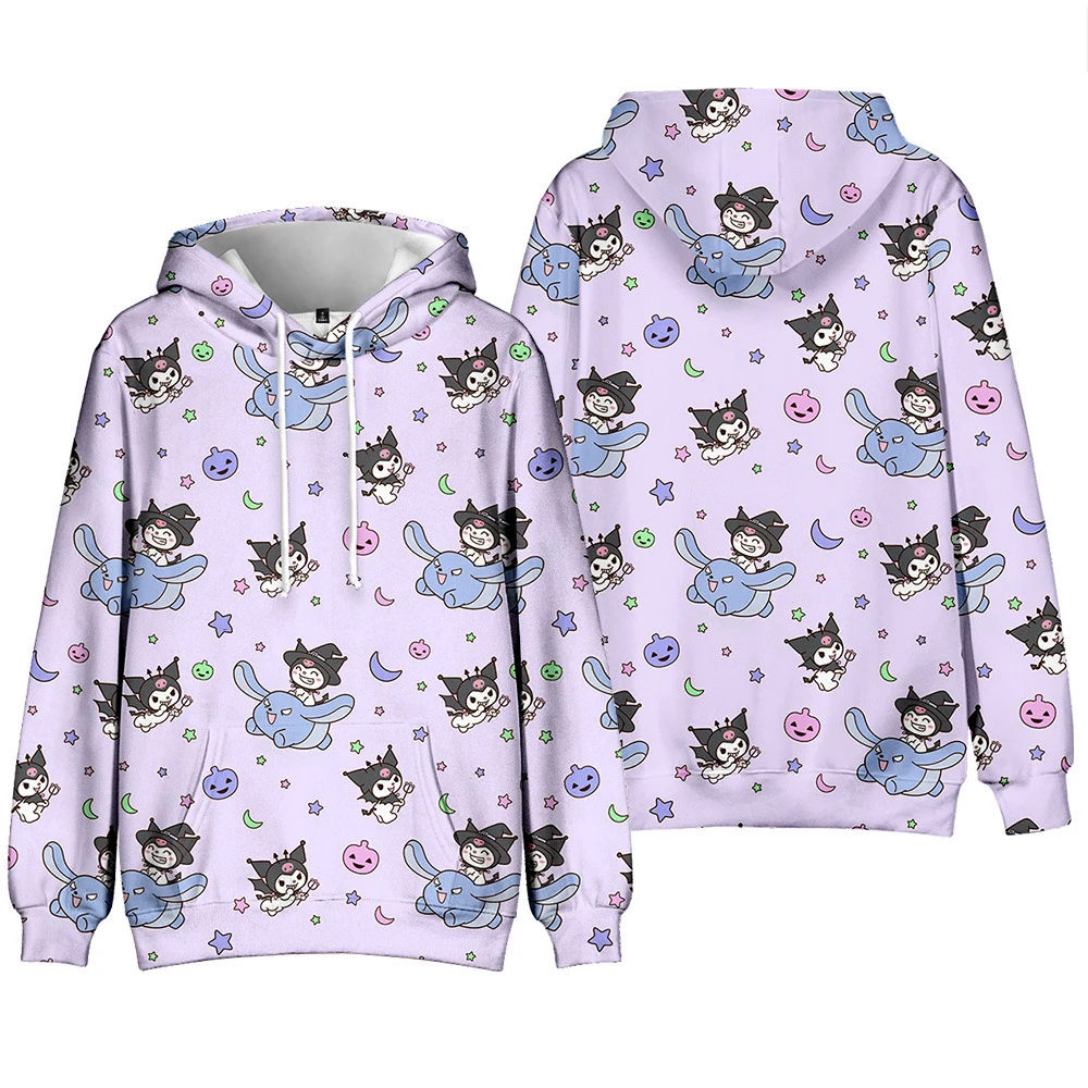 MINISO Girls Anime Cute Kuromi 3d Printed Hoodies Girl Long Sleeve Hooded Sweatshirt Girls & Women Lovely Pullover Tops Clothing