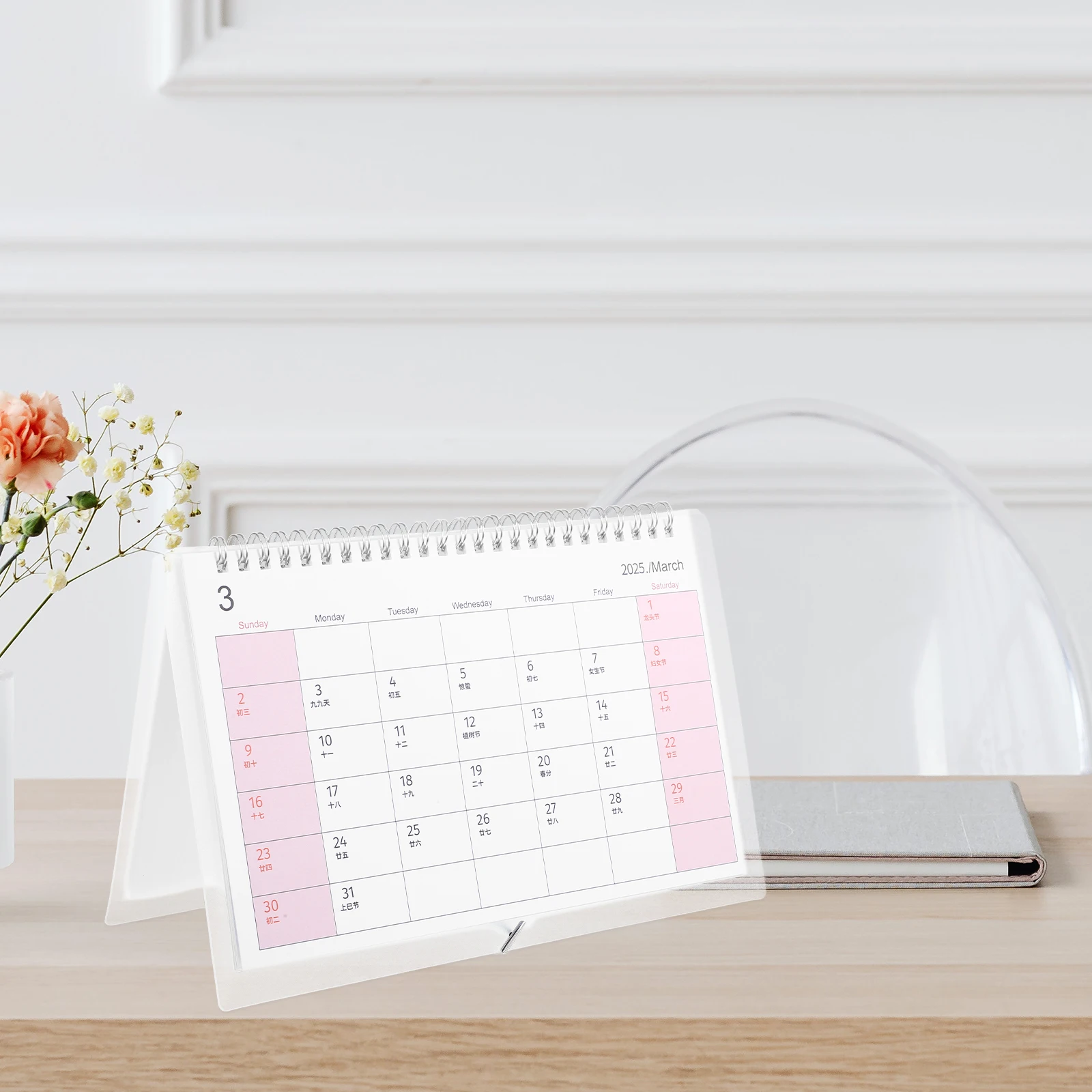 

2025 Desktop Calendar Standing Flip Monthly Planner Office Decor Easy Read Paper Simple Design Business Use Tabletop