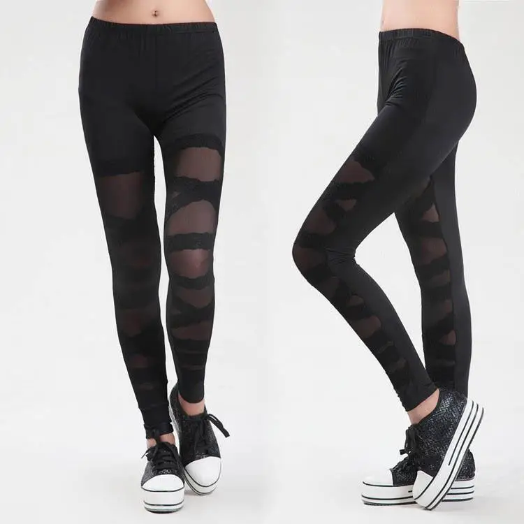Skin-friendly Breathable Slimming Lace Detail Leggings Comfortable Base Layer Pants for Women Tight Fitting Cate And Lace Tied