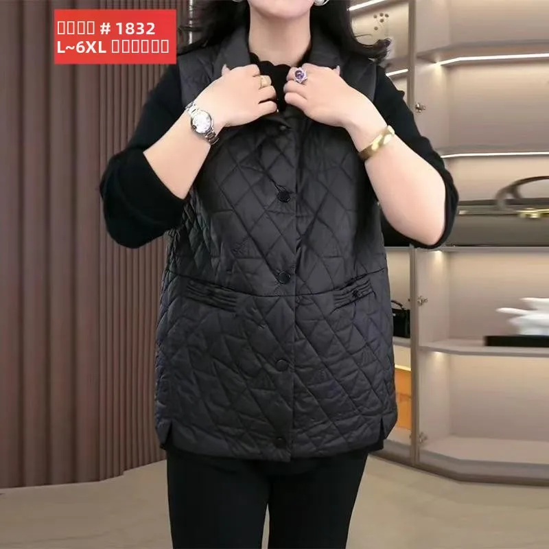 

Женский теплый жилет на осень-зиму, брендовый, больших размеров, новинка 2025 года, с ромбовидным узором, из хлопка, уютный, для повседневной носки