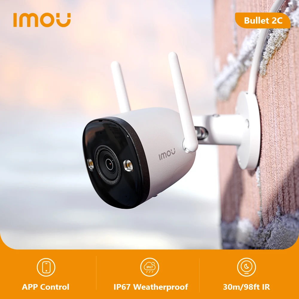 IMOU Wifi Outdoor Camera Bullet 2C 2MP Surveillance IP Camera Automatic Tracking Weatherproof AI Human Detection Outdoor Camera