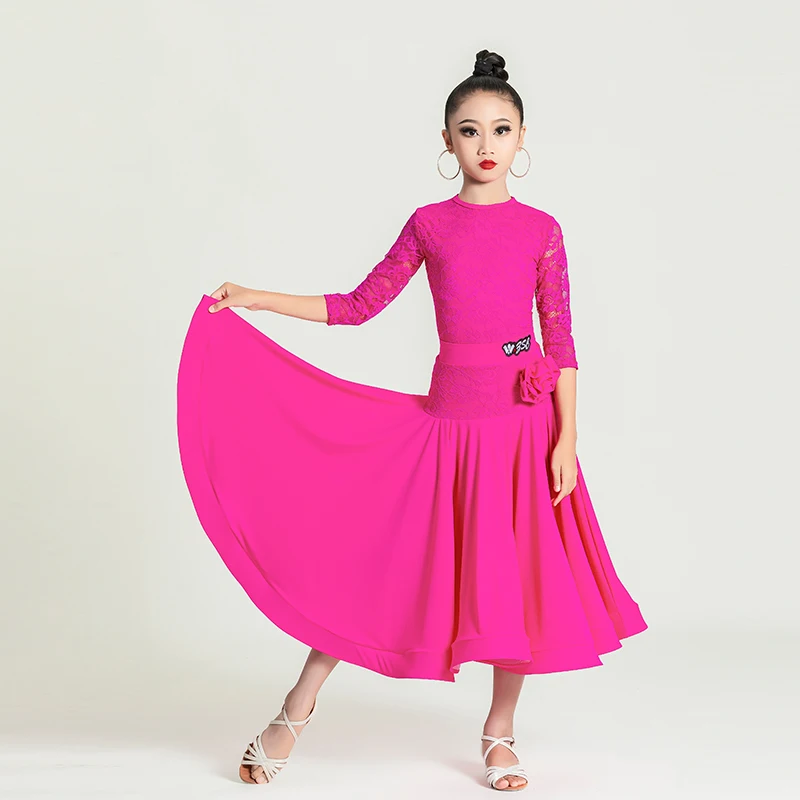 ชุดซ้อมเต้นวอลซ์ ชุดลูกไม้สำหรับการแสดงเต้นบอลรูม ชุดแข่งขันเต้นแทงโก้ ชุดบอดี้สูทกระโปรง