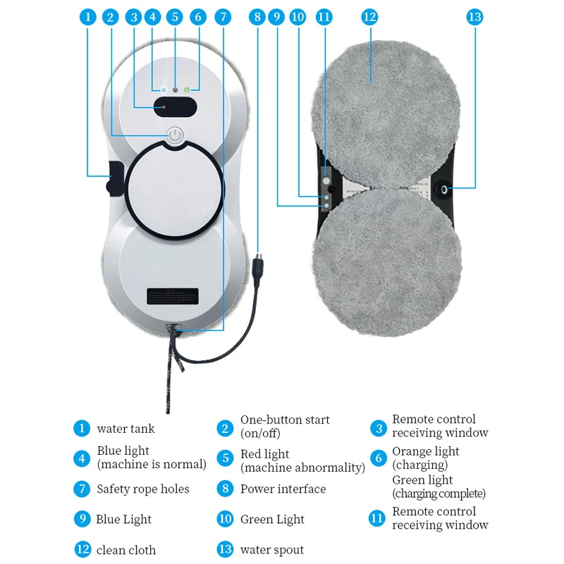 Water spray window cleaning robot intelligent high-rise double-sided brushless motor glass cleaner spray type