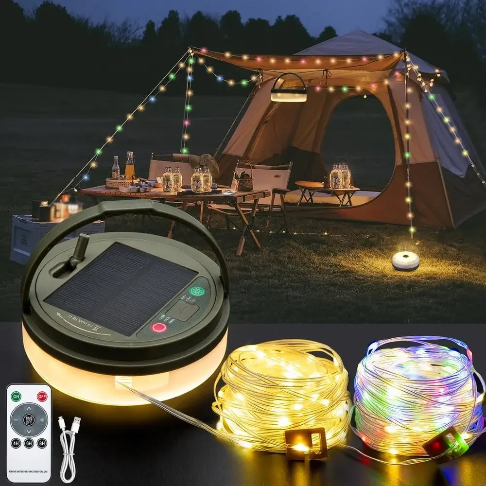 Camping String Lights, 4 in 1 Outdoor Camping Lantern with 8 Lighting Modes, Quick 30s Recovery, Waterproof, Type-C Fast Chargin