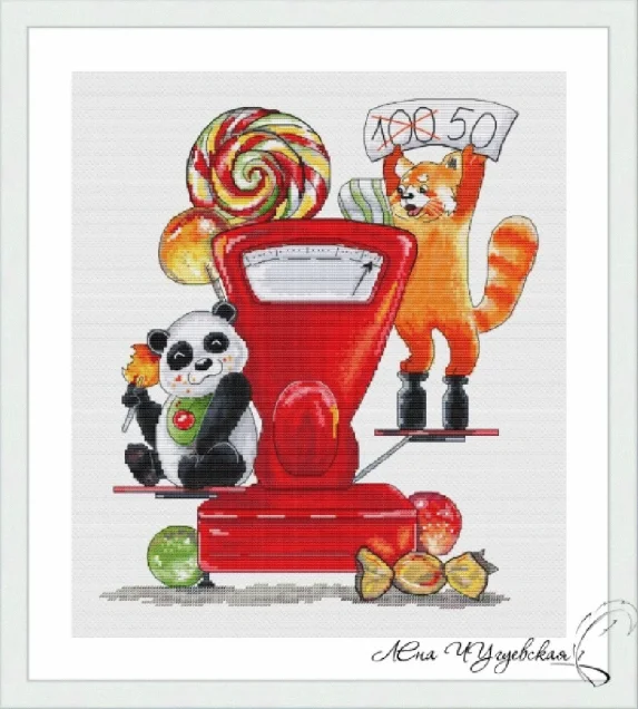 

Cross Stitch Kit Cat Panda Weighing 38-42 28ct 32ct 14ct Metallic fabric Cloth hand Embroidery Material Kit