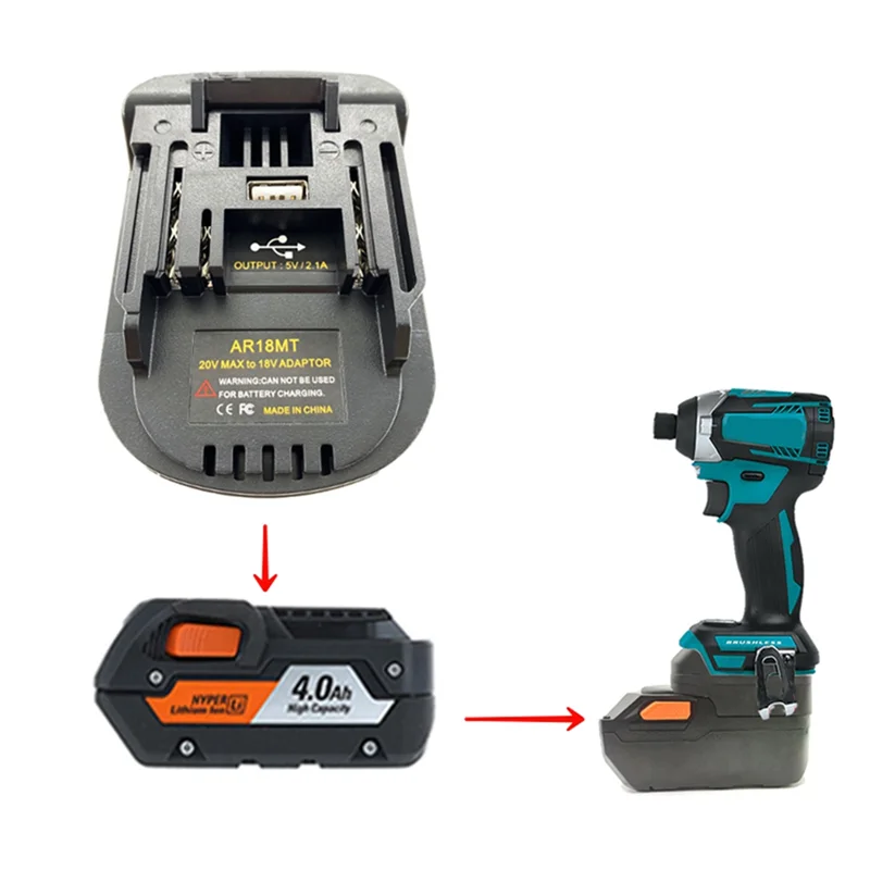 

A44Z-AR18MT Battery Adapter Converter For Ridgid/AEG 18V Lithium Battery Convert To For 18V Li- Battery Power Tool
