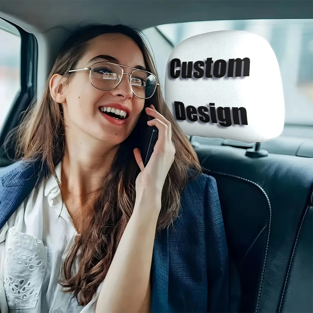 2pcs Custom Car Headrest Covers with Personalized Images, Designs, and Signed Photos—Car Interior Decor, Easy to Install