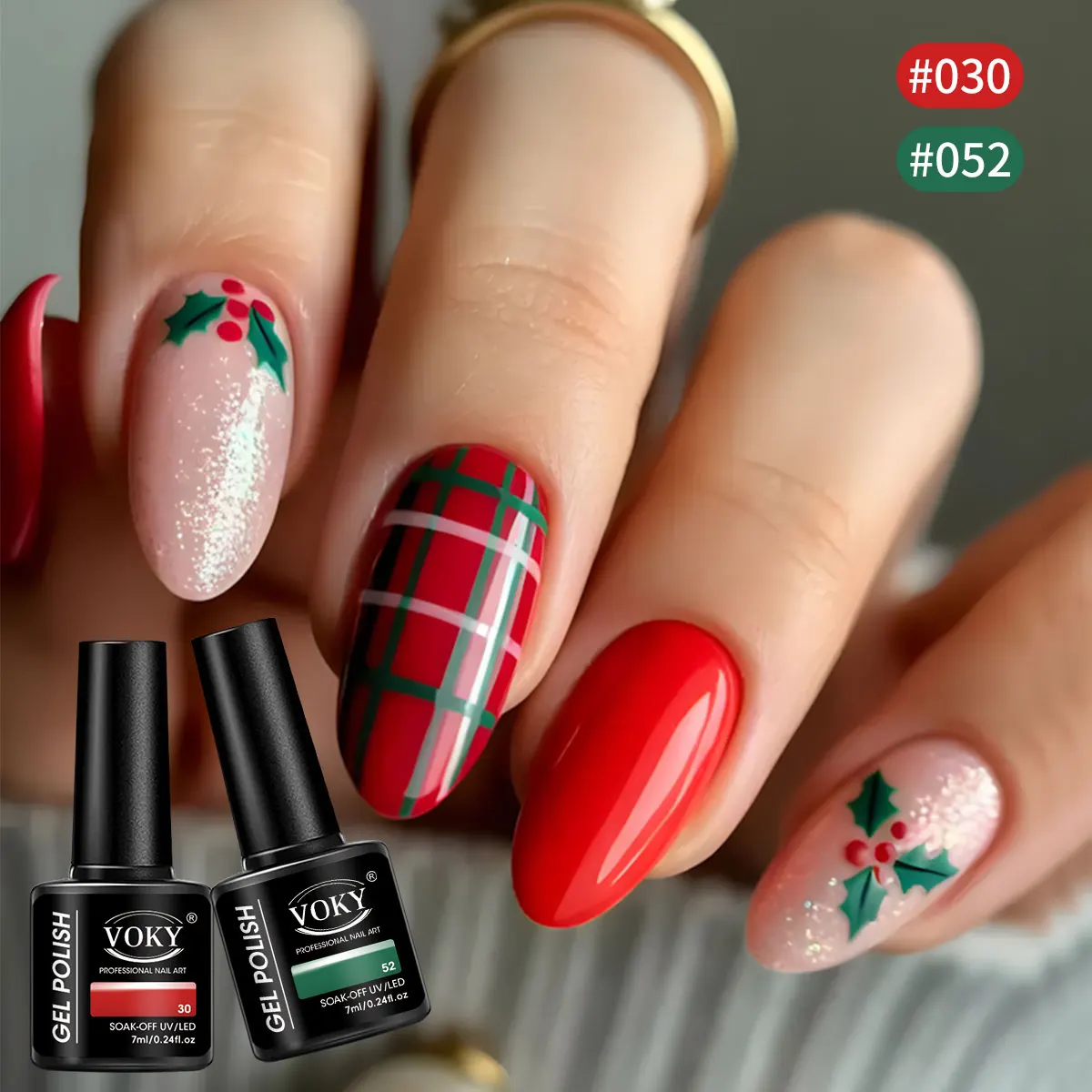 مجموعة جل طلاء أظافر فوكي مكونة من 5 قطع - سلسلة ألوان عيد الميلاد، مناسبة لعلاجات المانيكير والباديكير على مستوى الصالون.