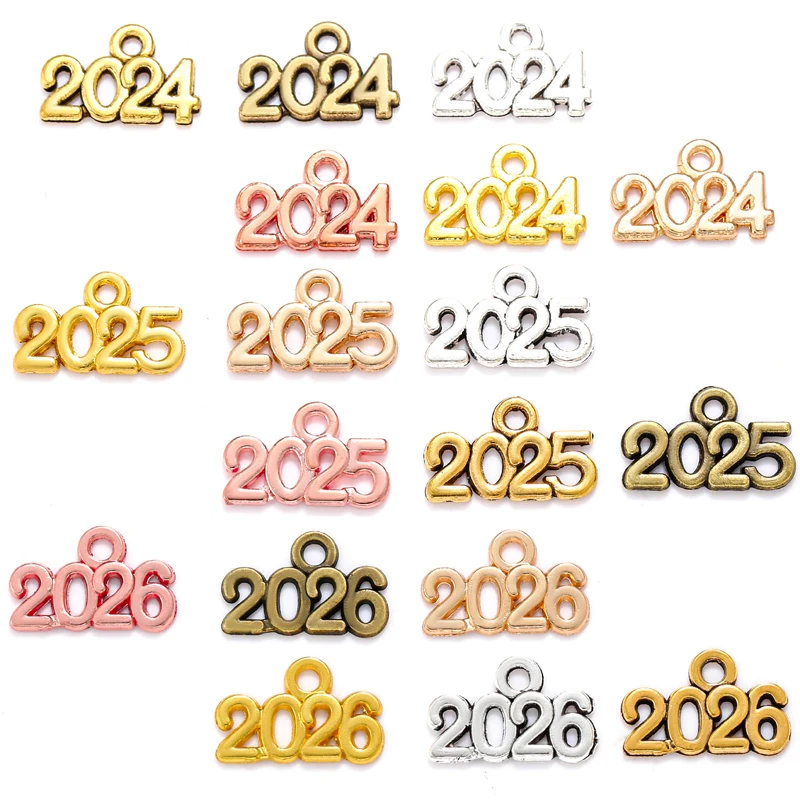 Letter Charms 30pcs/bag 2023 2025 2024 Year Pendants DIY Jewelry Making Findings DIY Handmade Craft 13x9mm S107