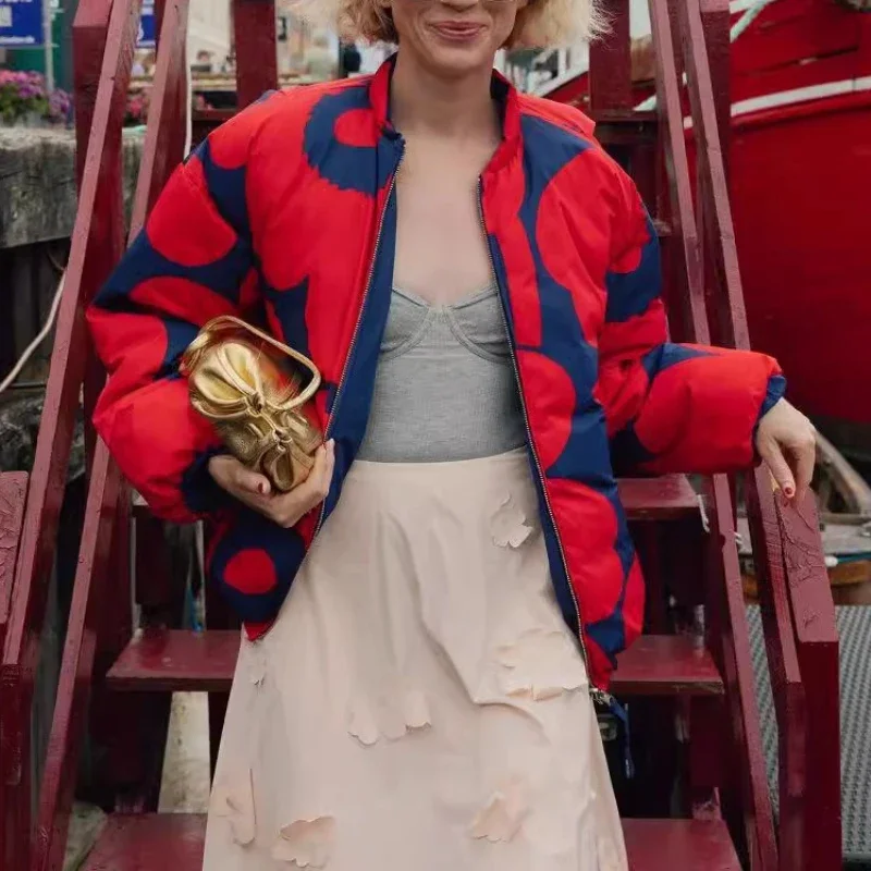 

2025 Autumn and Winter New Stand up Pilot Jacket Printed Cotton Jacket Fashionable and Versatile