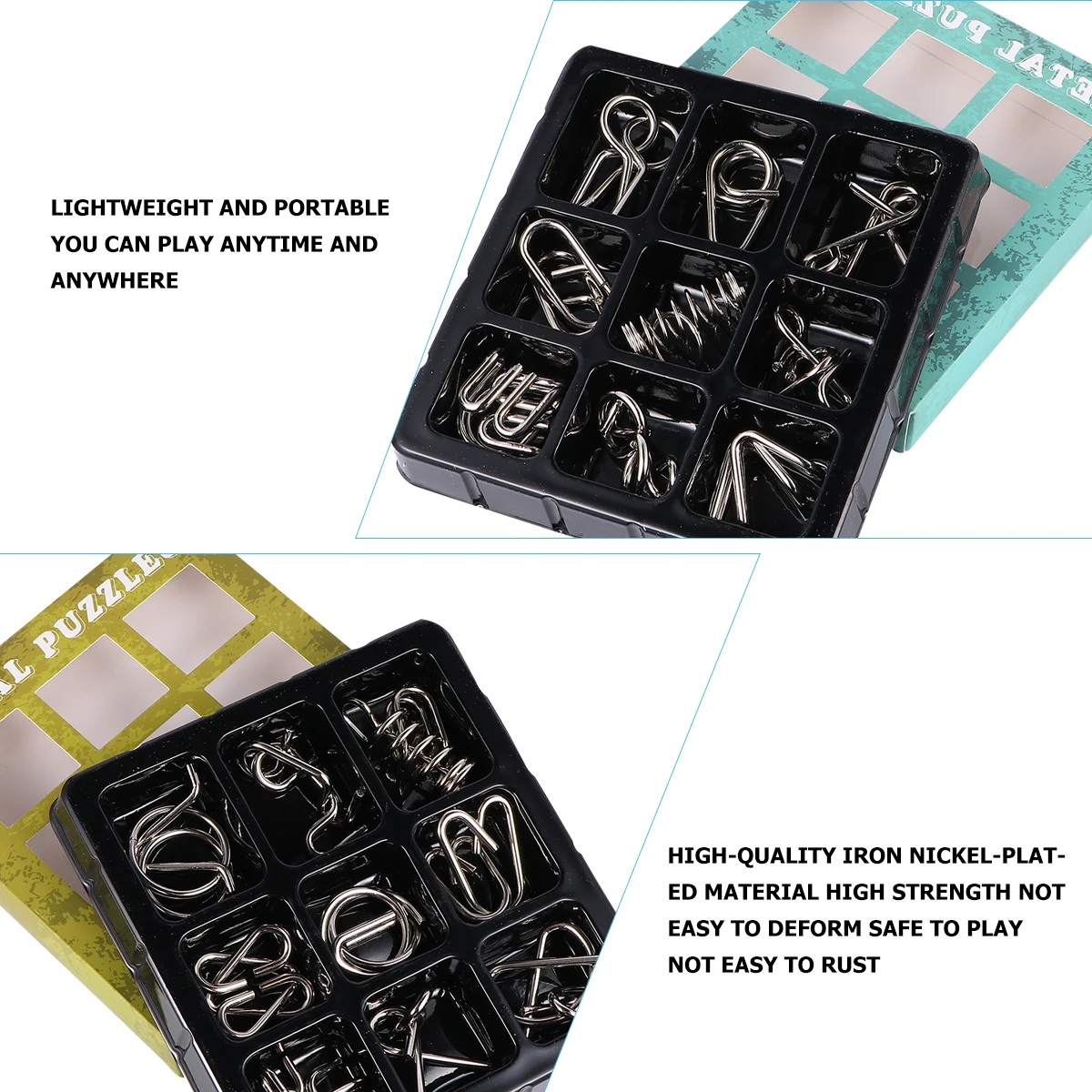 18pcs 2 Sets Metal Brain Teaser Puzzle Traditional Chinese Game For Kids Adults Puzzle Set Trick