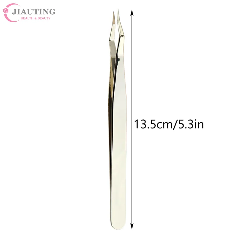 Wimperverlengingspincet Antislip roestvrijstalen gebogen punt Rechte pincet Hoge precisie Nail Art Makeup Beauty Tools