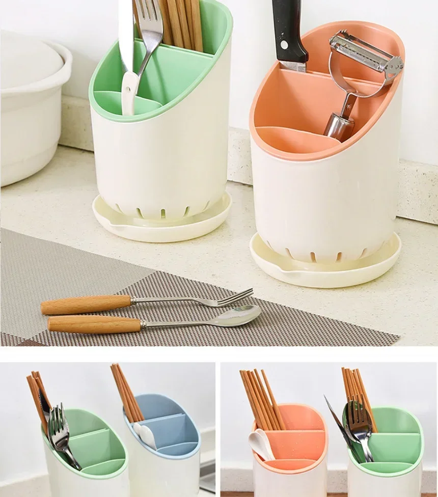 Cutlery Storage Holder Plastic Drainer Drain Containers Drying Rack Tableware Table Knife Spoon Fork Container Kitchen Tool