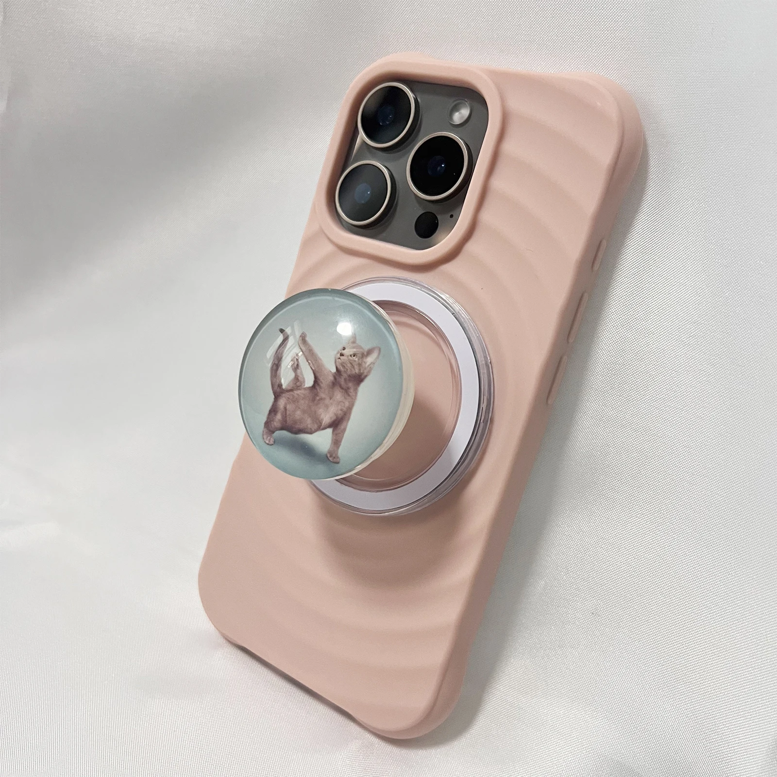 3D хрустальный шар, милый держатель для телефона с изображением йоги и кота, чехол-подставка для Magsafe, магнитный кронштейн для iPhone 17 16 Pro, Samsung Griptok