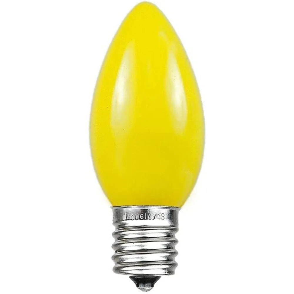 หลอดไฟทดแทนคริสต์มาสเซรามิก C9 สีเหลือง 7 วัตต์, ฐานกลางแจ้ง E17, ไฟ LED ที่มีอายุการใช้งานยาวนาน 500 ชิ้น