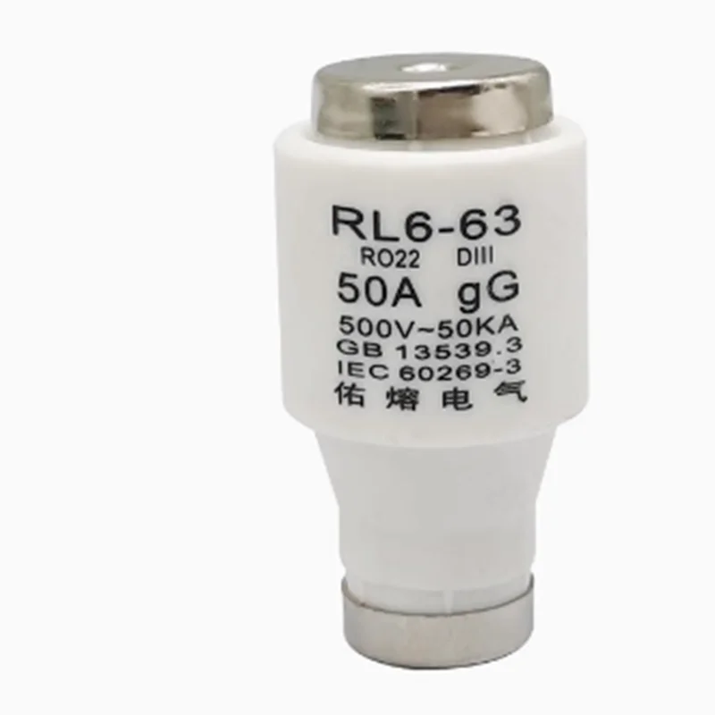 20Pcs RL6-63 R022 RO22 Spiral Fuse Set 35A 40A 50A 63A gG 500V - Bulk Pack Electrical Circuit Protection Fuses