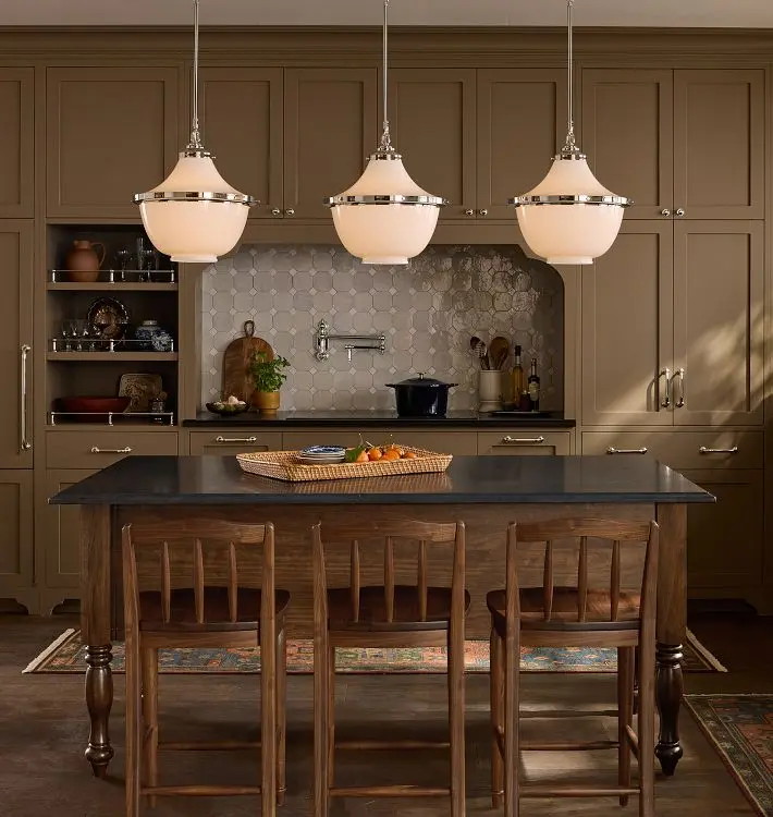 American Vintage 2026 Brass Schoolhouse Pendant Light Opal Glass Shade Metal Ring Hanging Lamp for Kitchen Island Dining Room