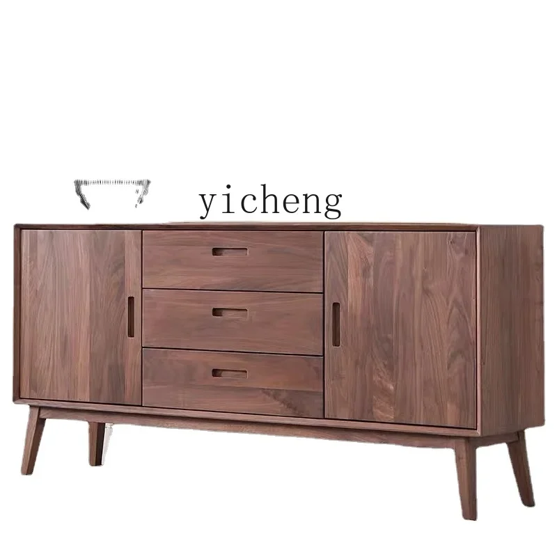 

YY North America Black Walnut Wood Sideboard Cabinet Living Room Solid Wood Cabinets New Chinese Restaurant Locker