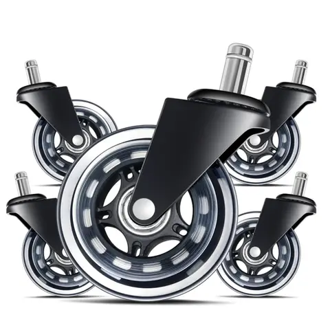 5PCS Office Chair Caster Wheels 3 Inch Swivel Rubber Caster Wheels Replacement Soft Safe Rollers Furniture Hardware