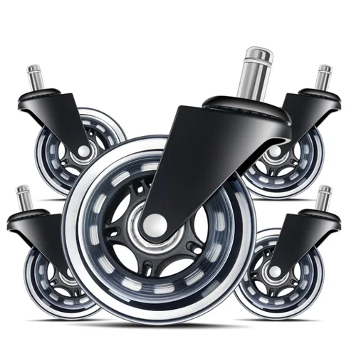 Ruedas giratorias para silla de oficina, ruedas giratorias de goma de 3 pulgadas, rodillos suaves y seguros de repuesto, herrajes para muebles, 5 uds.