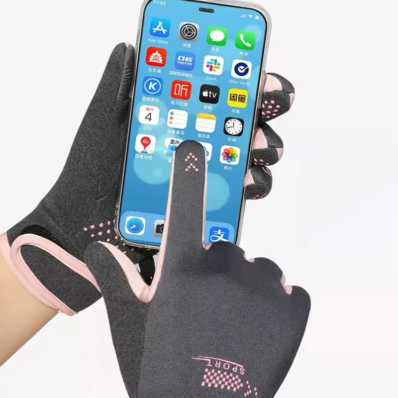 Guanti invernali da donna ciclismo bici pile termico resistenza al freddo vento impermeabile bicicletta calda guanti da sci da corsa all'aperto