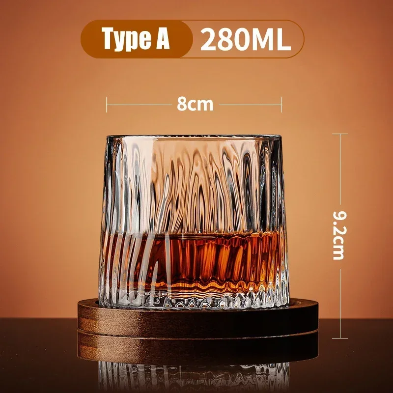 Vaso de whisky con Base, vasos de whisky de cristal giratorios, copa de vino de brandy, vasos para Bar y hogar