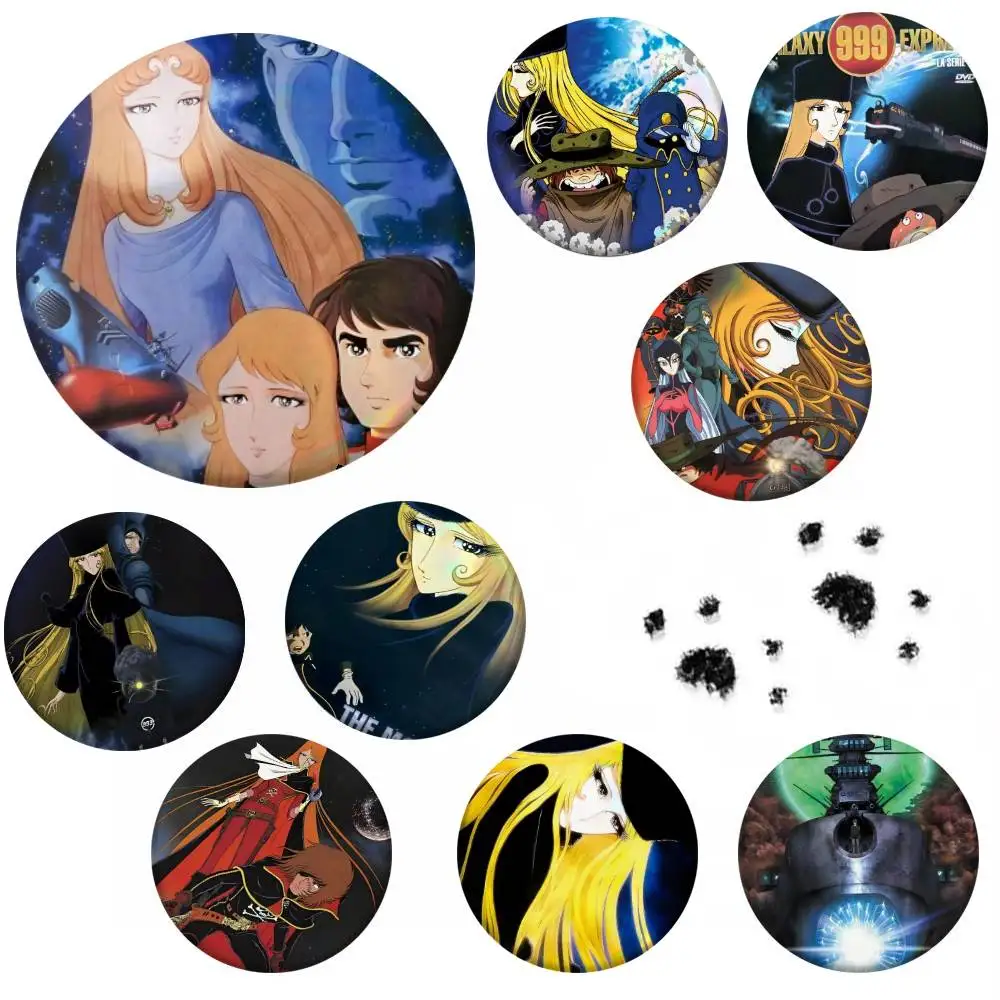 Classic Anime Galaxy Expres 999 Retro Badge Tinplate Meme Round Brooch For Hat Bag Creative Lapel Jewelry Accessories Gifts