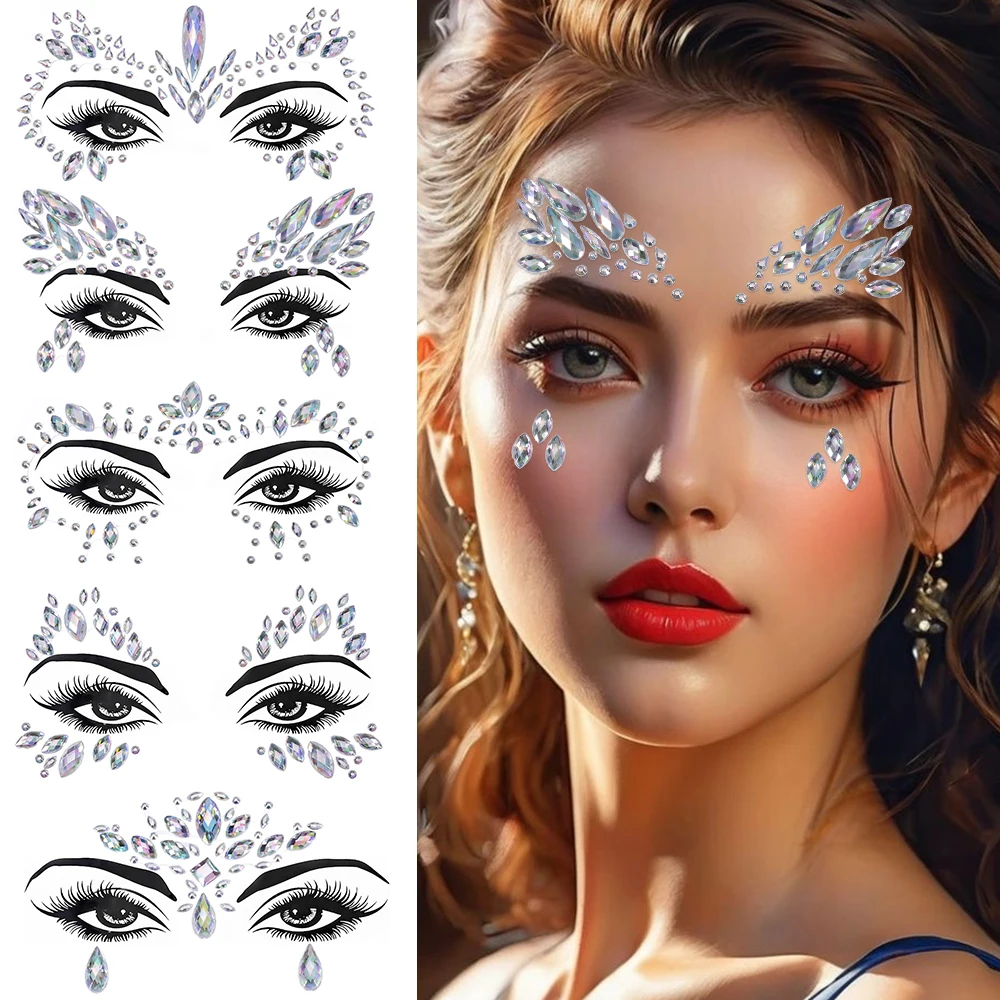 3D Strass Gesicht Aufkleber Festival Party Glitzer Diamant Make-up Schmuck Gesicht Tattoo Aufkleber Kristall Edelsteine Juwelen Gesichtsdekoration – Detail 7