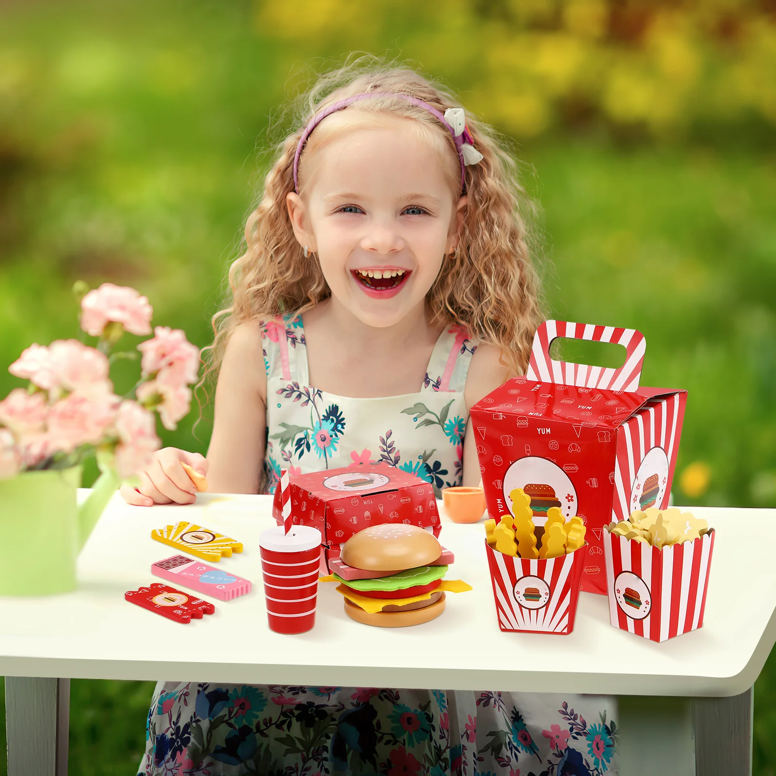 مجموعة طعام خشبية واقعية للعب المطبخ التظاهري، لعبة تعليمية للأطفال الصغار #6