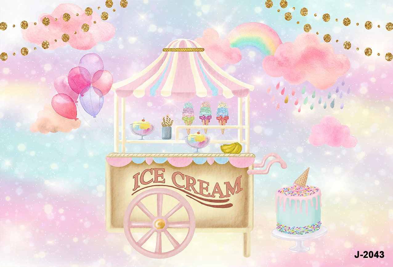 Carousel Pink Girls Happy Birthday Party Decor Baby Shower Child Portrait Backgrounds Photographic Banner Backdrops Photobooth