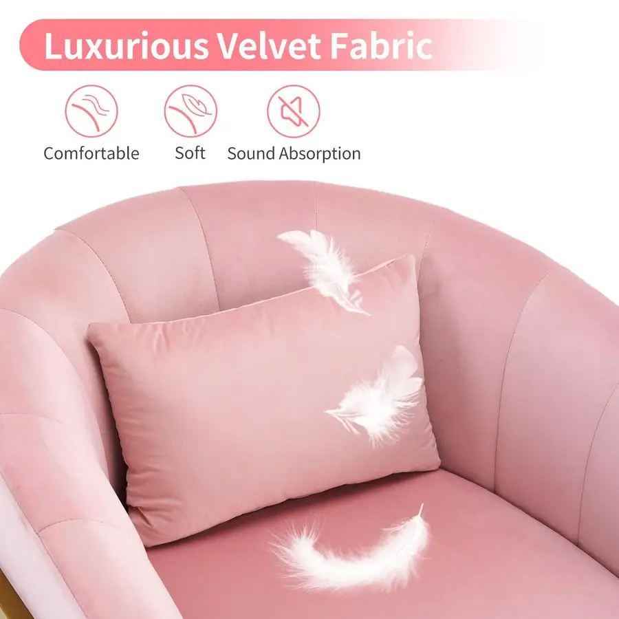 เก้าอี้ทำเล็บหุ้มกำมะหยี่ เก้าอี้แต่งหน้า โครงโลหะสีทองทันสมัย พร้อมที่วางแขนและหมอนรองนั่งเพื่อความสบาย สำหรับร้านทำเล็บ ห้องนอน ห้องนั่งเล่น