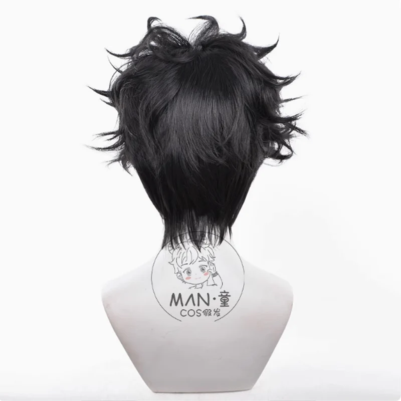Ken Takakura peruka do cosplay Anime Dandadan Okarun peruka 30cm krótkie czarne kręcone żaroodporne syntetyczne peruki do włosów + czapka z peruką