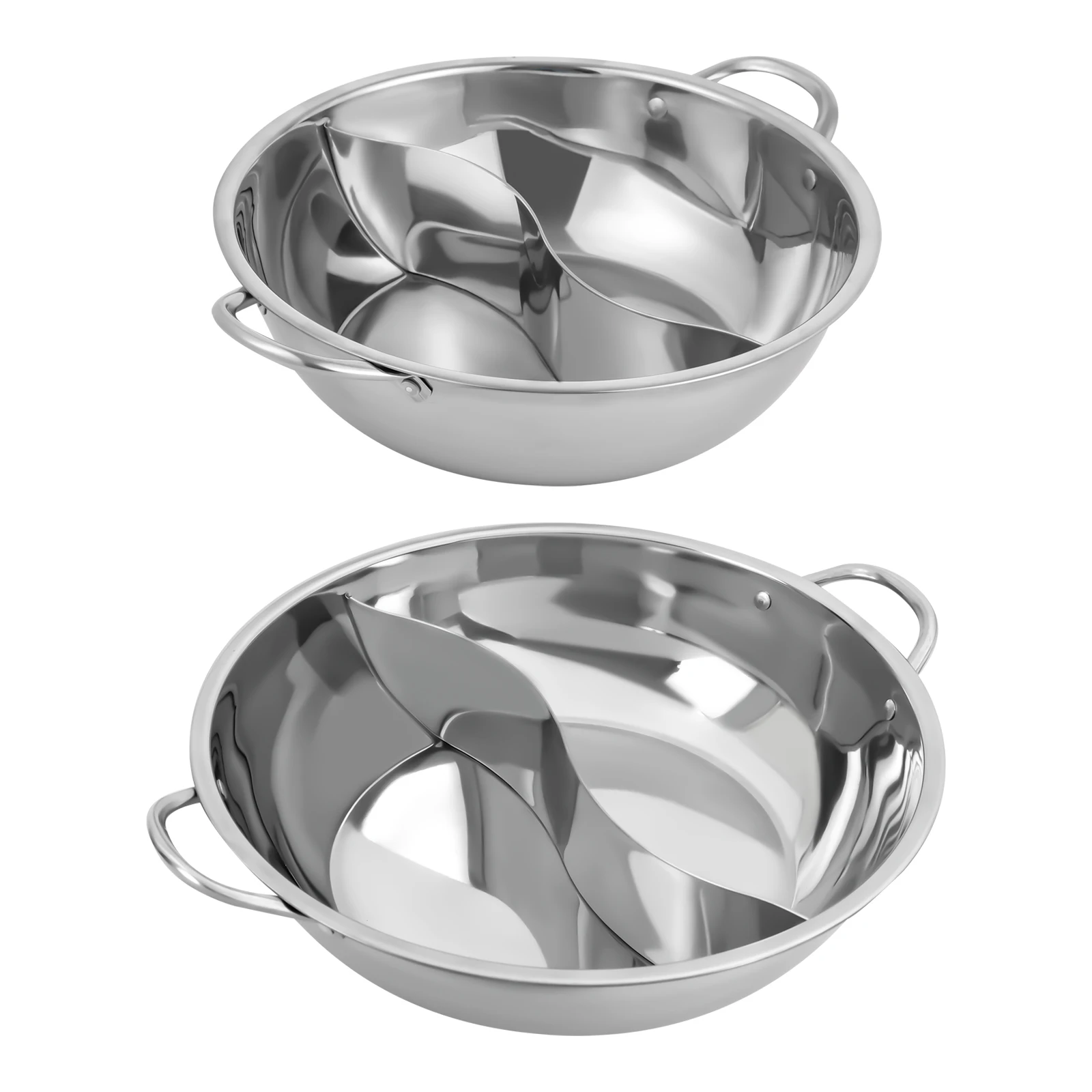 28/34 cm Edelstahl-Hot Pot mit Trennwand, Shabu-Topf mit Glasdeckel, Hot Pot-Set, geeignet für Induktionsöfen, Gasherde – Detail 7