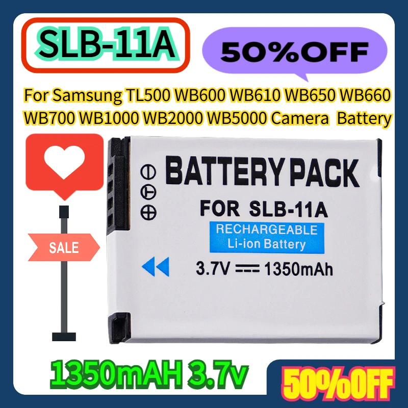 

For Samsung TL500 WB600 WB610 WB650 WB660 WB700 WB1000 WB2000 WB5000 WB5500 Camera Batteries 1350mAH SLB-11A Battery