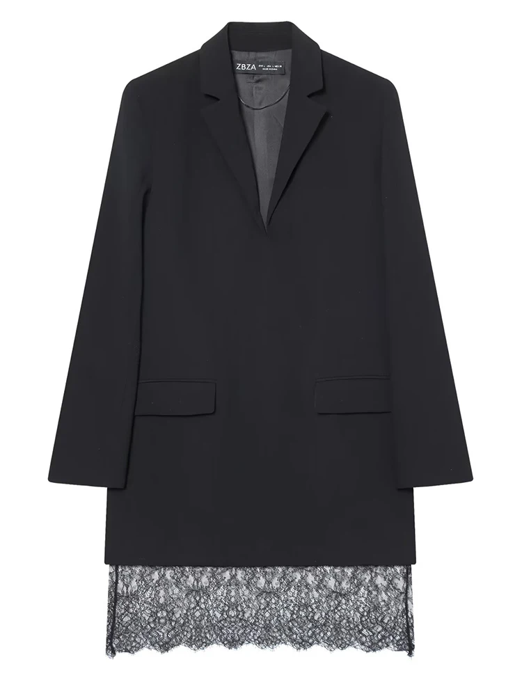 2025 المرأة الخريف الشتاء بدلة على الموضة نمط فستان المرأة أنيقة الدانتيل لصق الديكور طويلة الأكمام هايت فستان الشارع