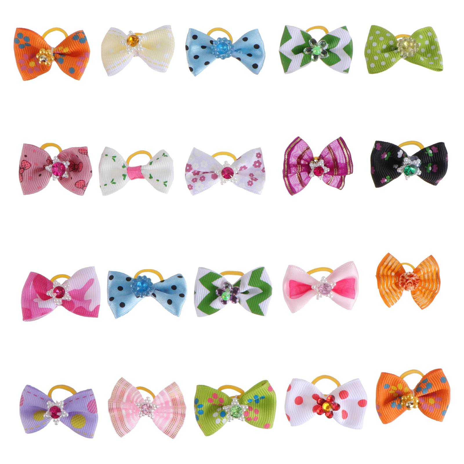 

20pcs Pet Dog Bowknot Rubber Band Dog Pet Hair Bows With Rubber Band Hair Bowknotk Reusable Durable Accessories For Dogs Cats