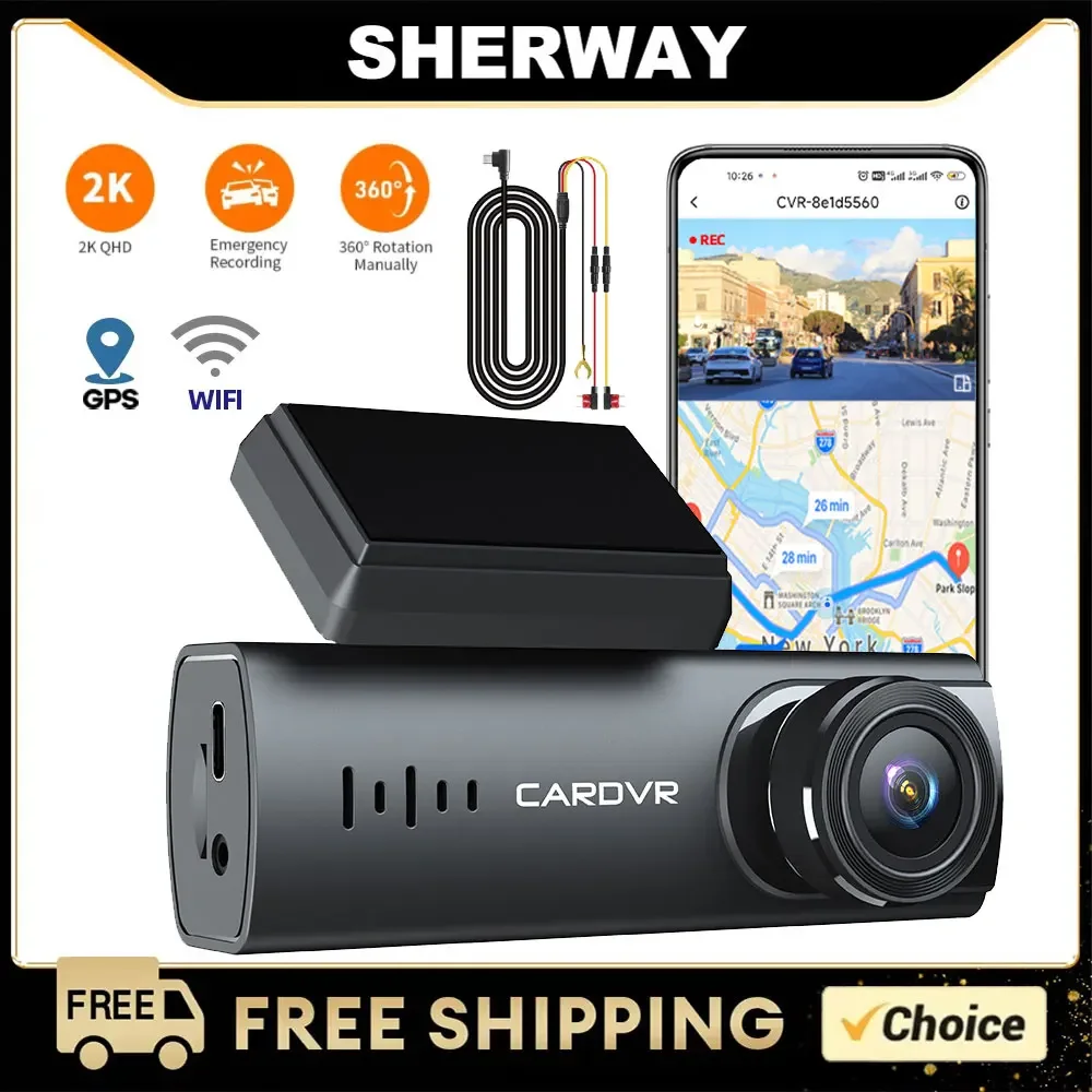 

2K Dash Cam Wifi DVR Car Video Recorder Built-in GPS Auto Record Car Camera Ultra HD Night Vision 24h Parking Monitor Black Box