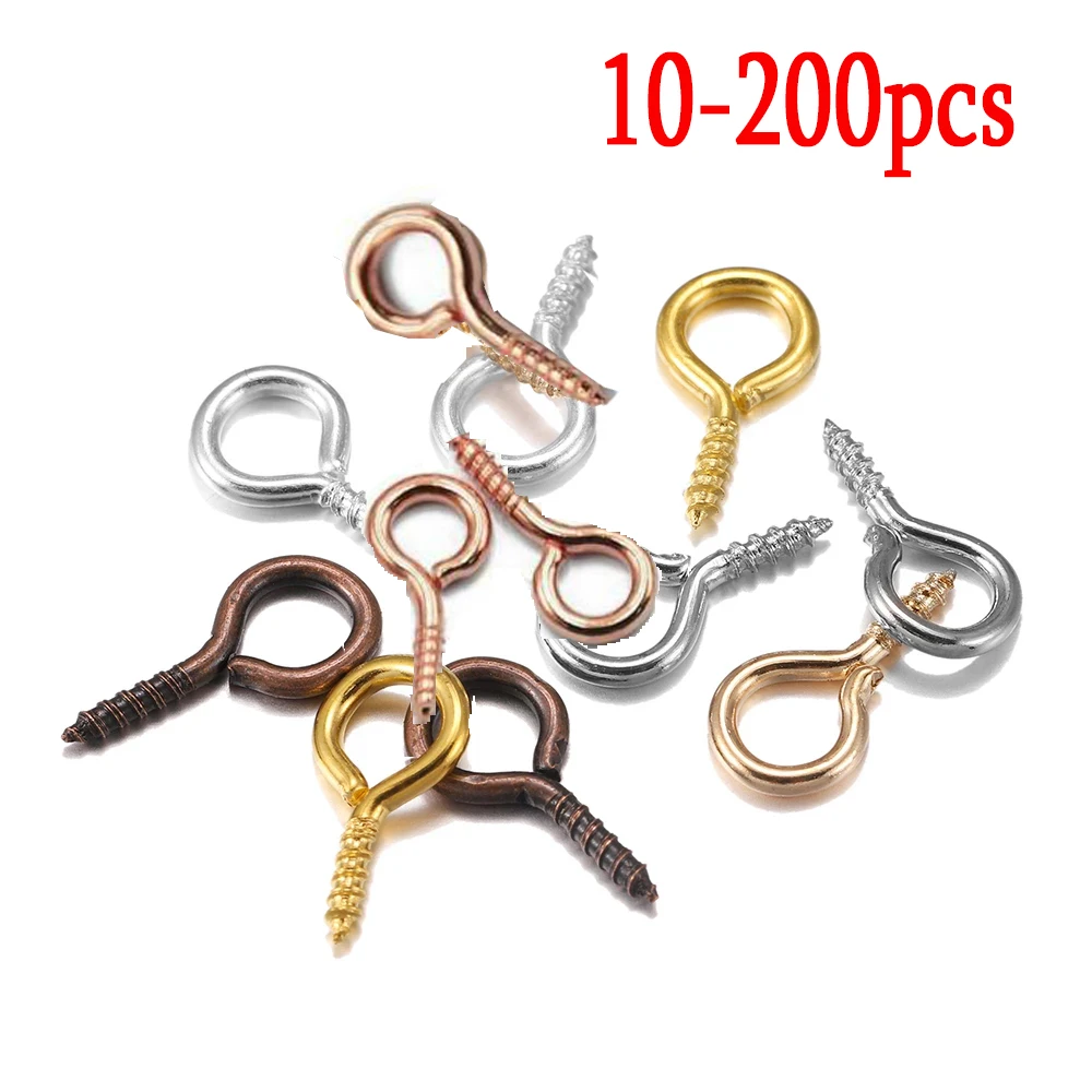 10-200pcs Small Tiny Mini Eye Pins Eyepins Hooks Eyelets Screw Threaded Gold Clasps Hooks Jewelry Findings For Making DIY