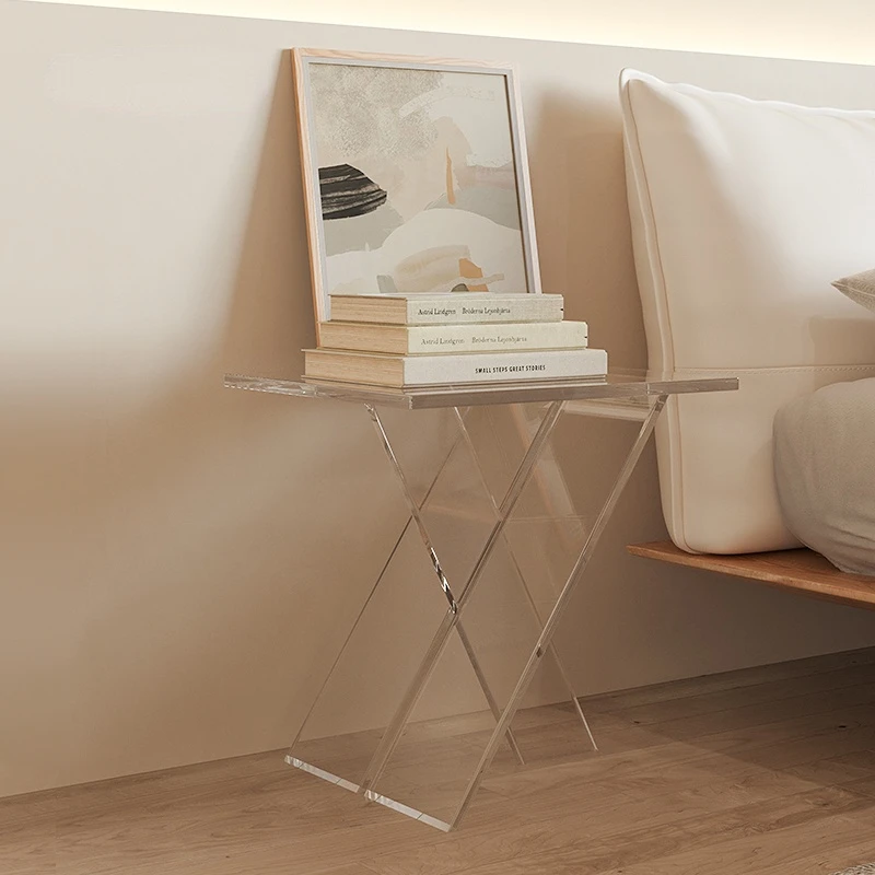 INS acrylic living room, sofa side table, bedside storage cabinet, minimalist modern bedside table, hanging angle table